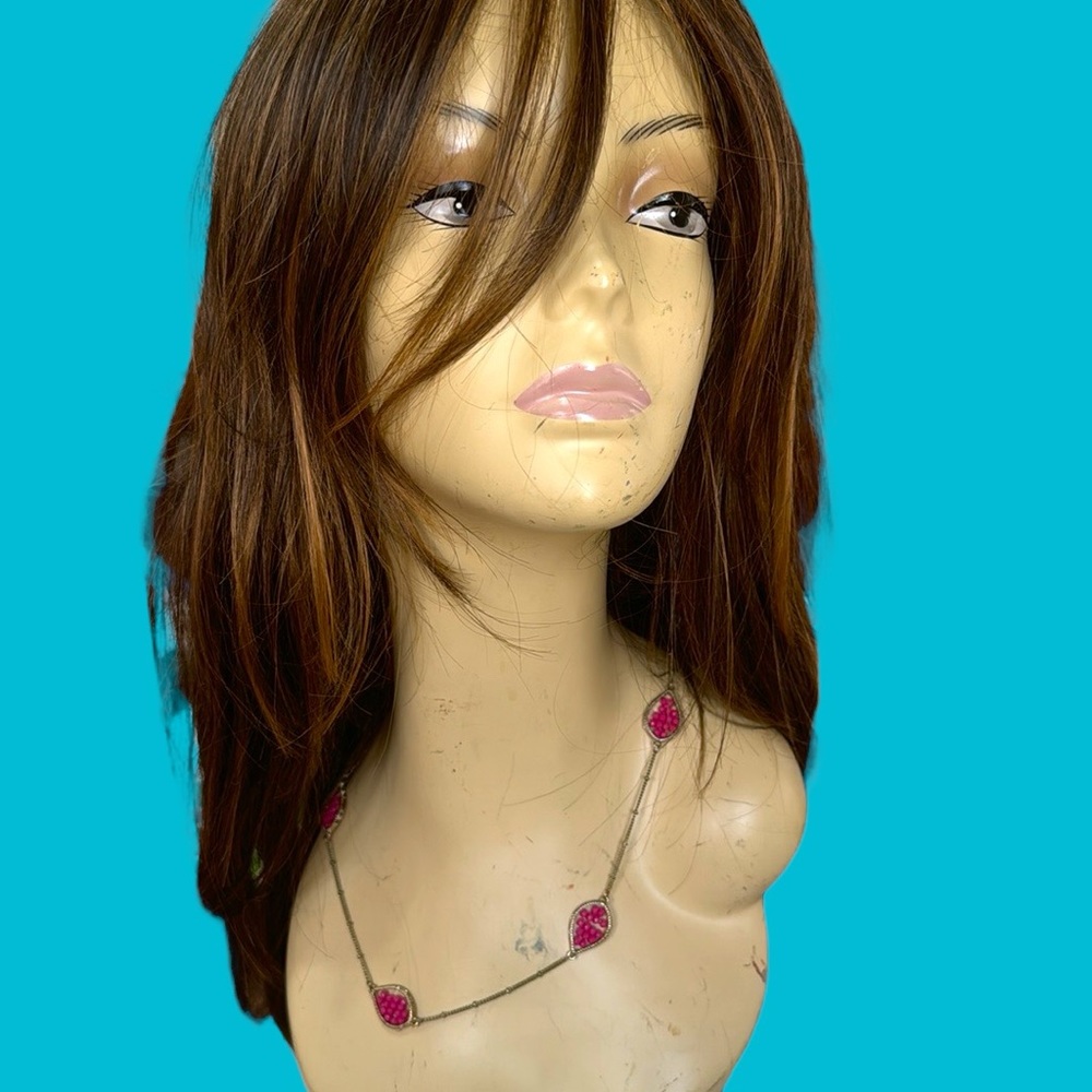 PINK TEARDROP BEADS MARKED “C” LONG NECKLACE